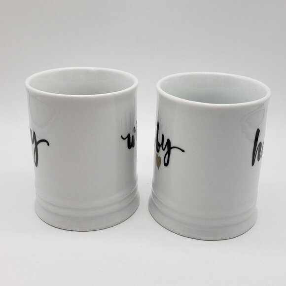 Fringe Studio Wifey and Hubby Heart Porcelain Mugs in Original Box - Picture 7 of 15